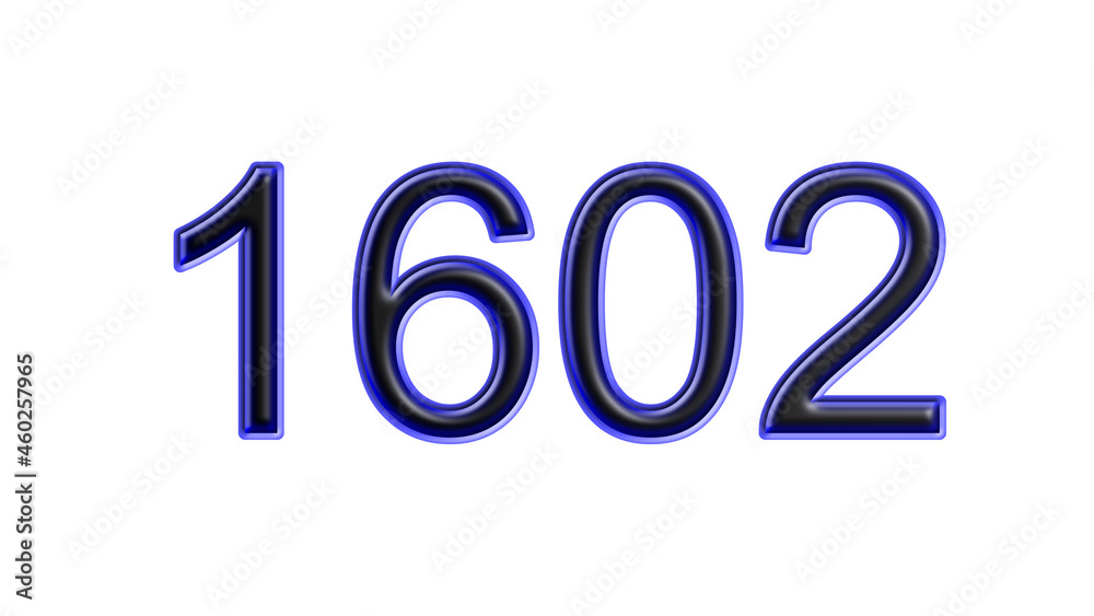 blue 1602 number 3d effect white background blue 1602 number 3d effect white background