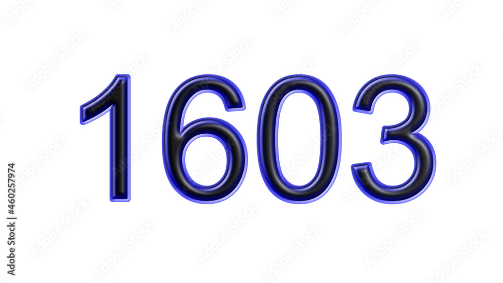 blue 1603 number 3d effect white background blue 1603 number 3d effect white background