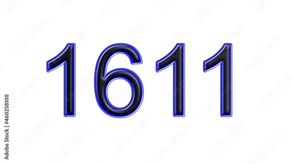 blue 1611 number 3d effect white background blue 1611 number 3d effect white background