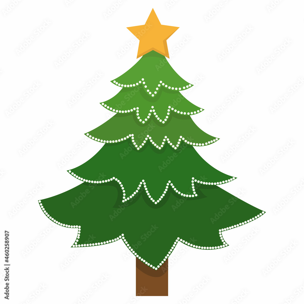 green christmas tree in flat style, isolated green christmas tree in flat style, isolated