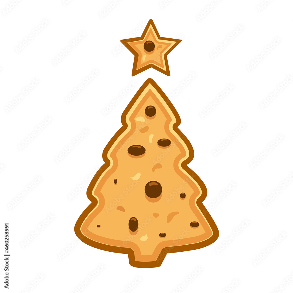 Christmas tree shaped cookies, vector art illustration.