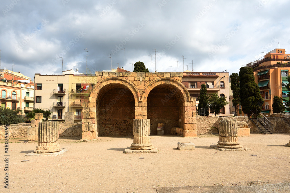 front view of the forum of Tarragona, Catalonia, Spain