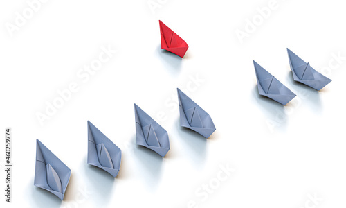 gray and red paper boats.