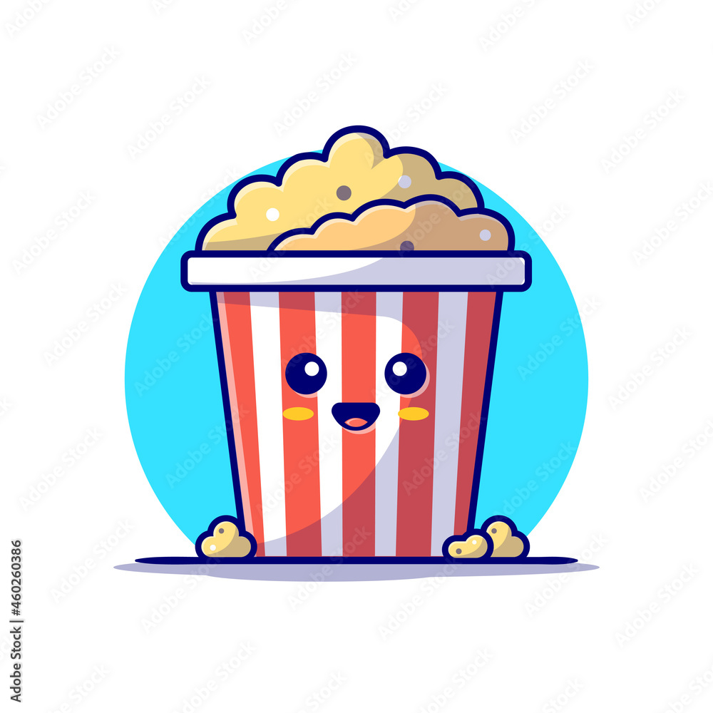 Cute Popcorn Cartoon Vector Icon Illustration. Food And Object Icon Concept  Isolated Premium Vector. Flat Cartoon Style Stock Vector | Adobe Stock