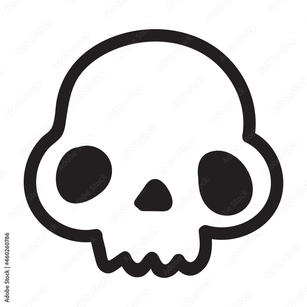 Hand drawn cartoon doodle skull. Funny cartoon skull isolated on white background. Hand drawn cartoon doodle skull. Funny cartoon skull isolated on white background.