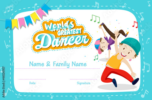 World greatest dancer certificate template