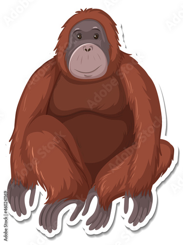 A sticker template of ape cartoon character
