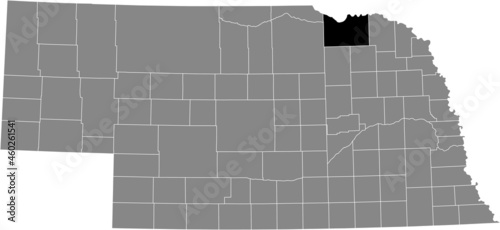 Black highlighted location map of the Knox County inside gray map of the Federal State of Nebraska, USA photo