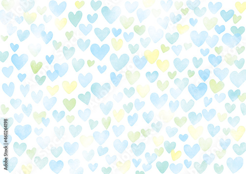 水色の小さなハート模様