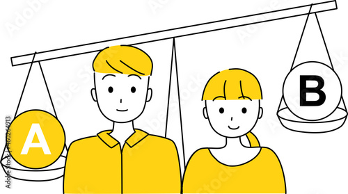 AとBを天秤にかけて比較、Aを選ぶ夫婦