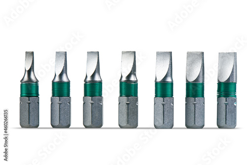 Flat head screwdriver tips collection isolated