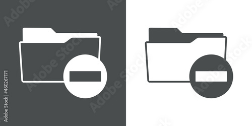 Acceso denegado. Icono de silueta de carpeta con señal de stop en fondo gris y fondo blanco