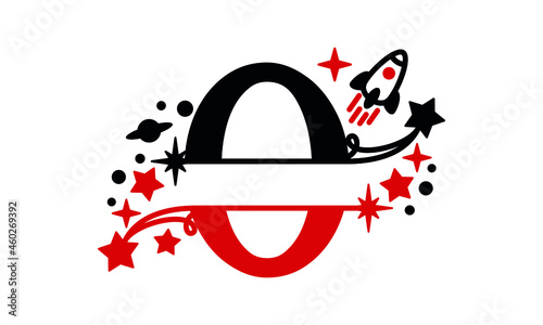 O Alphabet kids split space abstract monogram vector logo template