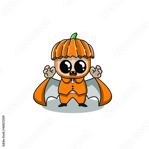 Cute dracula pumpkin vector illustration