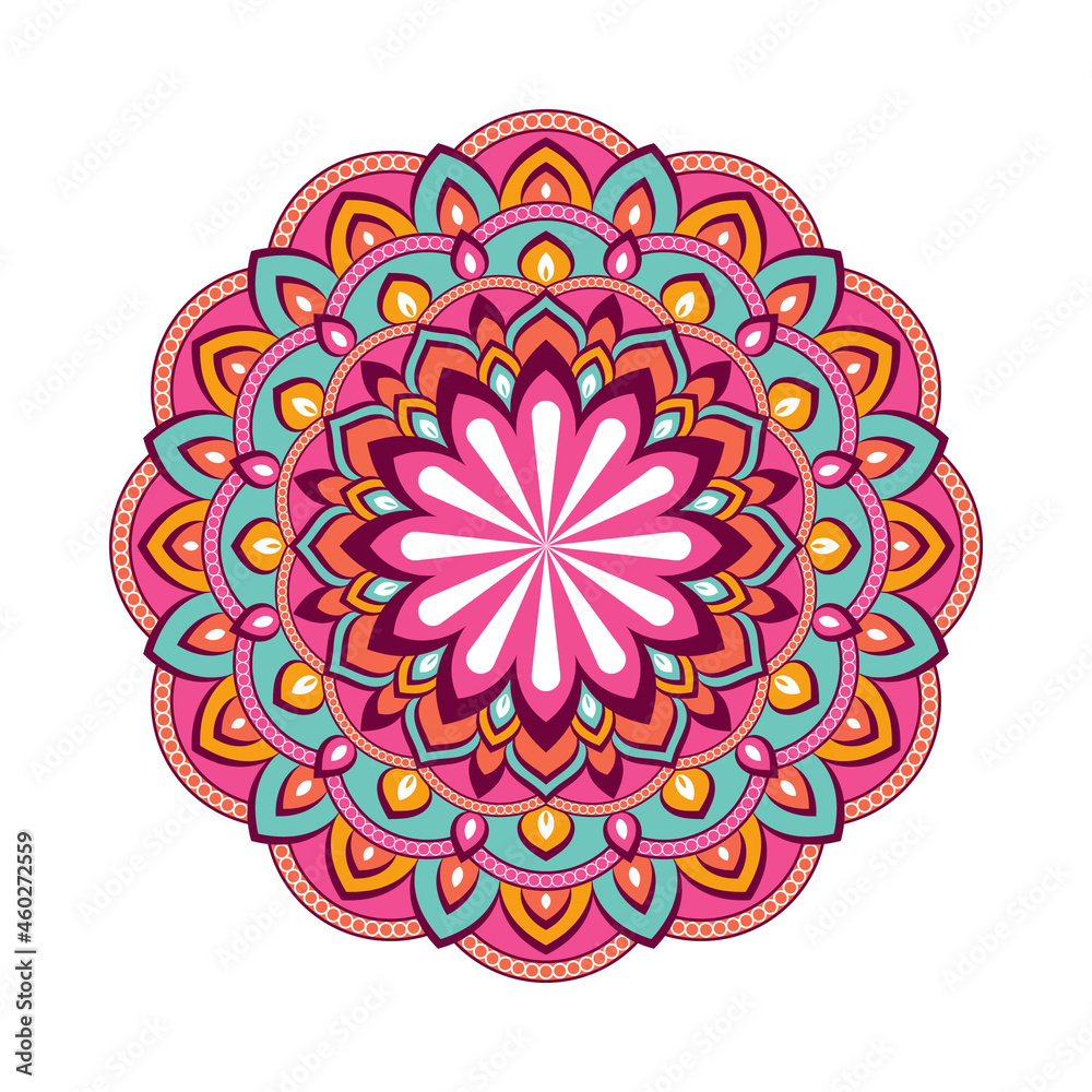 Colorful mandala with floral ornament