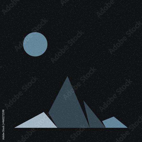 Geometric Mountains silhouette landscape art poster illustration