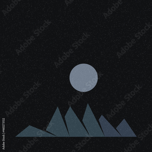 Geometric Mountains silhouette landscape art poster illustration