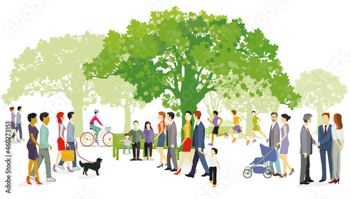 Familien und Personen in der Freizeit im Park