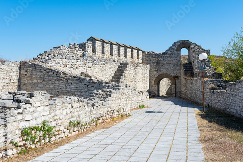 Partially reconstructed walls of Hisarya fortress in the city of Lovech, Bulgaria photo