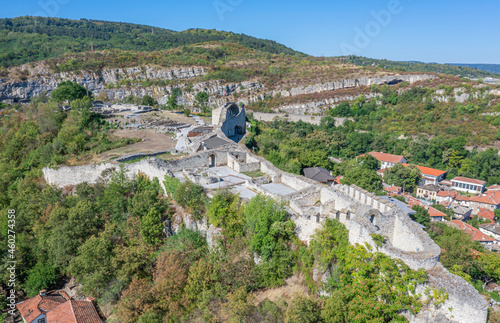 Partially reconstructed walls of Hisarya fortress in the city of Lovech, Bulgaria photo