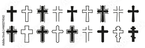 Valokuva Christian cross vector icon set