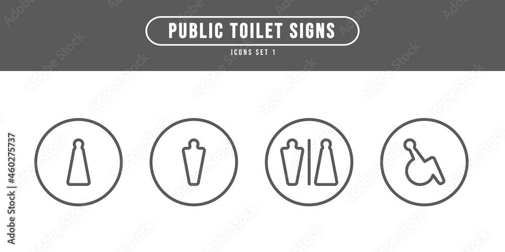Public Toilet Signs Icon Set Public Toilet Signs Icon Set
