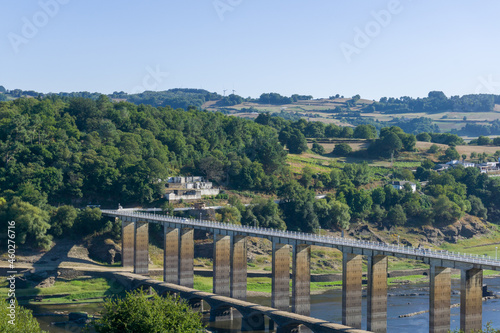 New bridge over the river in Portomarín, Lugo, in The Way