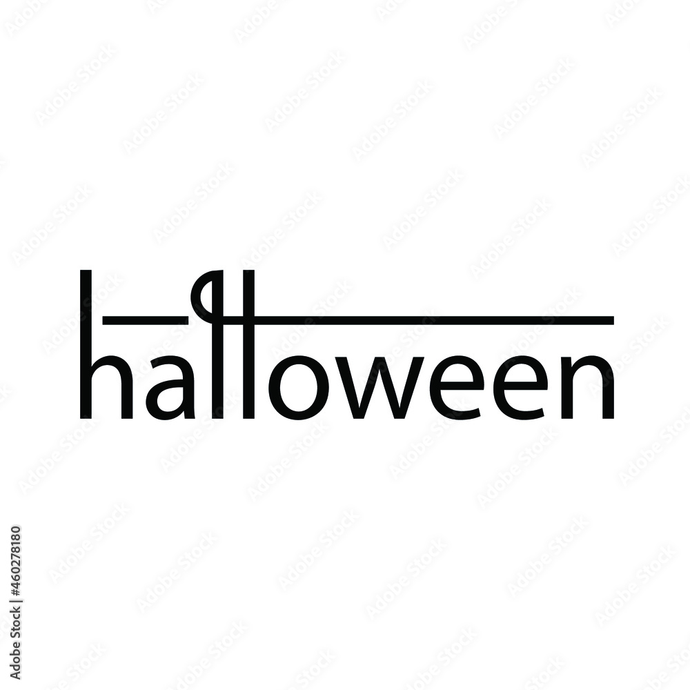Halloween logos stylish line hand lettering, vector illustration. Line simple direct style for a card, Banner, Flyer, Sticker.