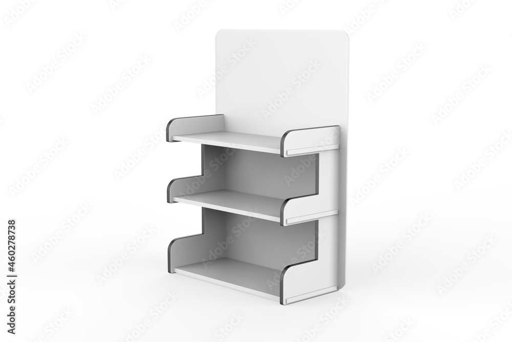 Display stand, retail display stand for product , display stands isolated on white background. 3d illustration Display stand, retail display stand for product , display stands isolated on white background. 3d illustration