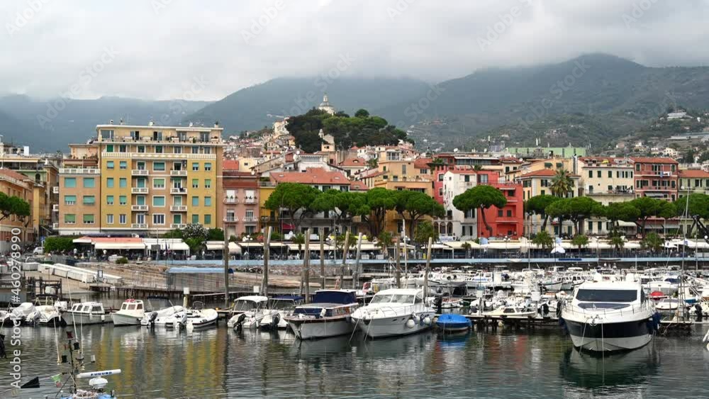 SANREMO, ITALY - 14 SEPTEMBER, 2021: Boats and yachts at the port SANREMO, ITALY - 14 SEPTEMBER, 2021: Boats and yachts at the port