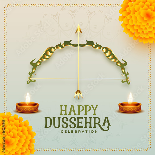 realistic happy dussehra traditional festival card design