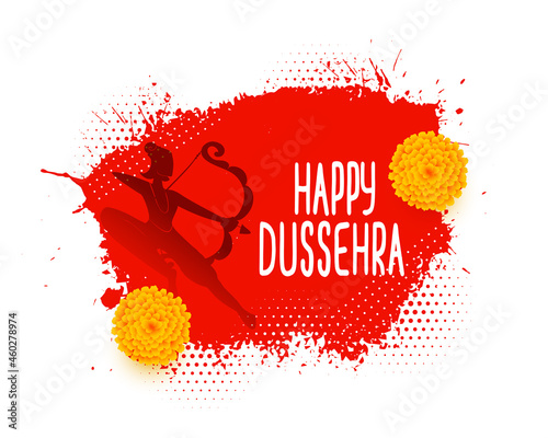 lord rama holding bow for dussehra festival card