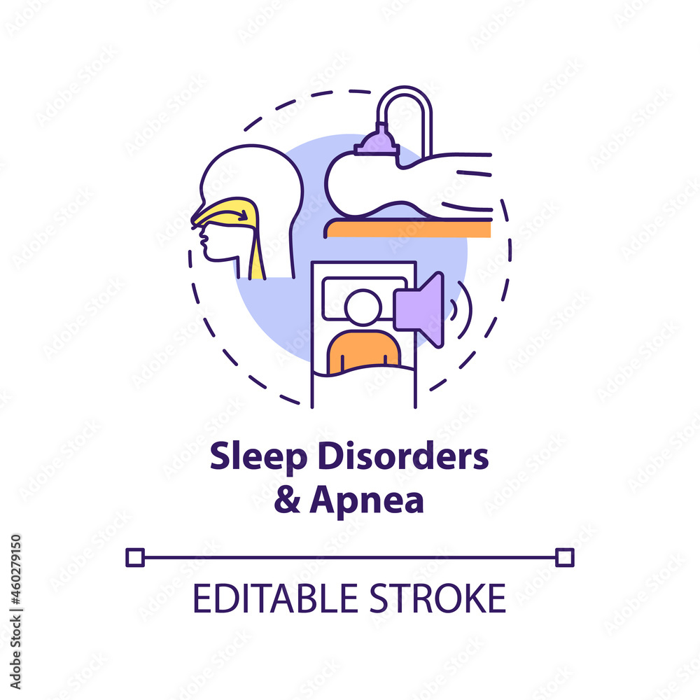 Sleep disorders and apnea concept icon. Hypertension cause abstract