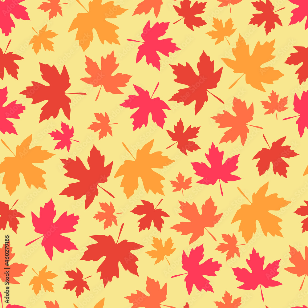 bright colorful seamless pattern with the image of maple leaves. bright colorful seamless pattern with the image of maple leaves.