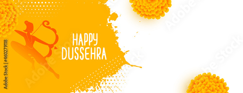 attractive happy dussehra traditional yellow banner