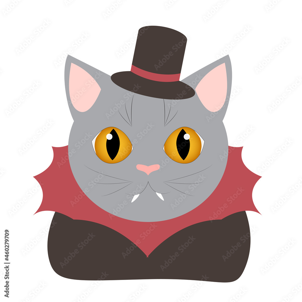 Obraz premium Happy halloween. Halloween characters. Animals in halloween costumes. Halloween party. Сat in vampire costume