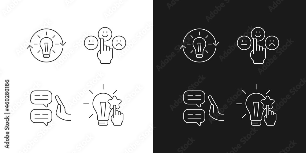 Logical and rational thinking linear icons set for dark and light mode ...