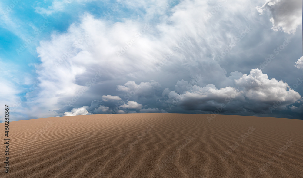 Naklejka premium Panoramic view of Desert with storm clouds