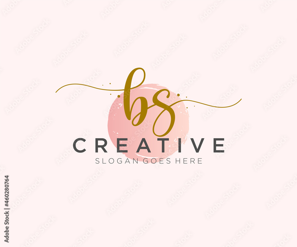 initial BS Feminine logo beauty monogram and elegant logo design ...