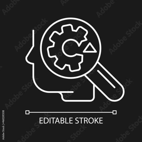 Recognizing weaknesses white linear icon for dark theme. Transform weaknesses into strengths. Thin line customizable illustration. Isolated vector contour symbol for night mode. Editable stroke