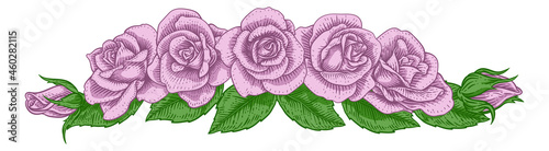Rose Flower Design Woodcut ...