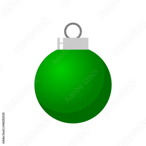 Green-colored Christmas ball isolated on white background. Xmas tree ball.