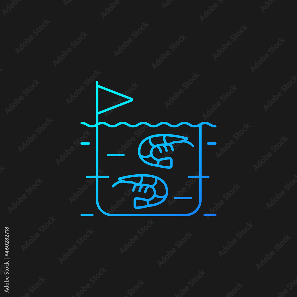 Shrimp farming gradient vector icon for dark theme. Prawn commercial ...