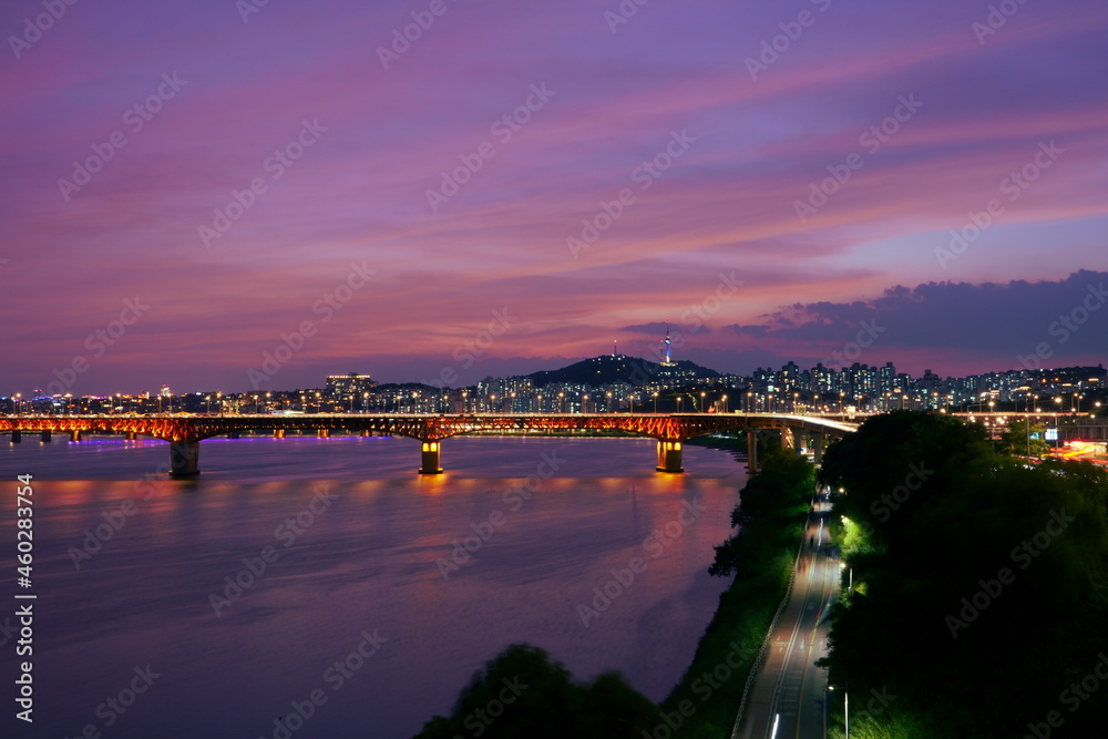Seoul Han River sunset view