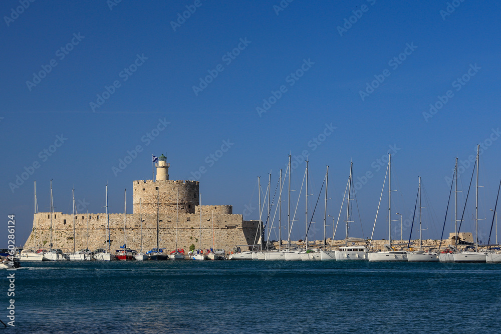 Rhodes harbor on Rhodes island - Greece,mediterranean,europe, 