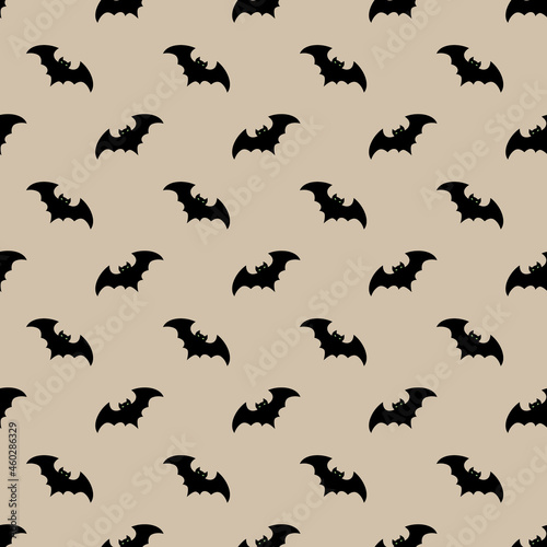 Halloween Pattern with Scary Bats. Flat Vector Illustration. Spooky Background for Halloween Party, October Party Decorations, Invitations, Banners, Wallpapers, Gift wrappers, Greeting cards © Leaf2Tree Studio