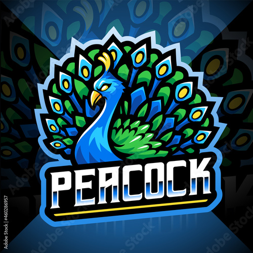 Peacock esport mascot logo design