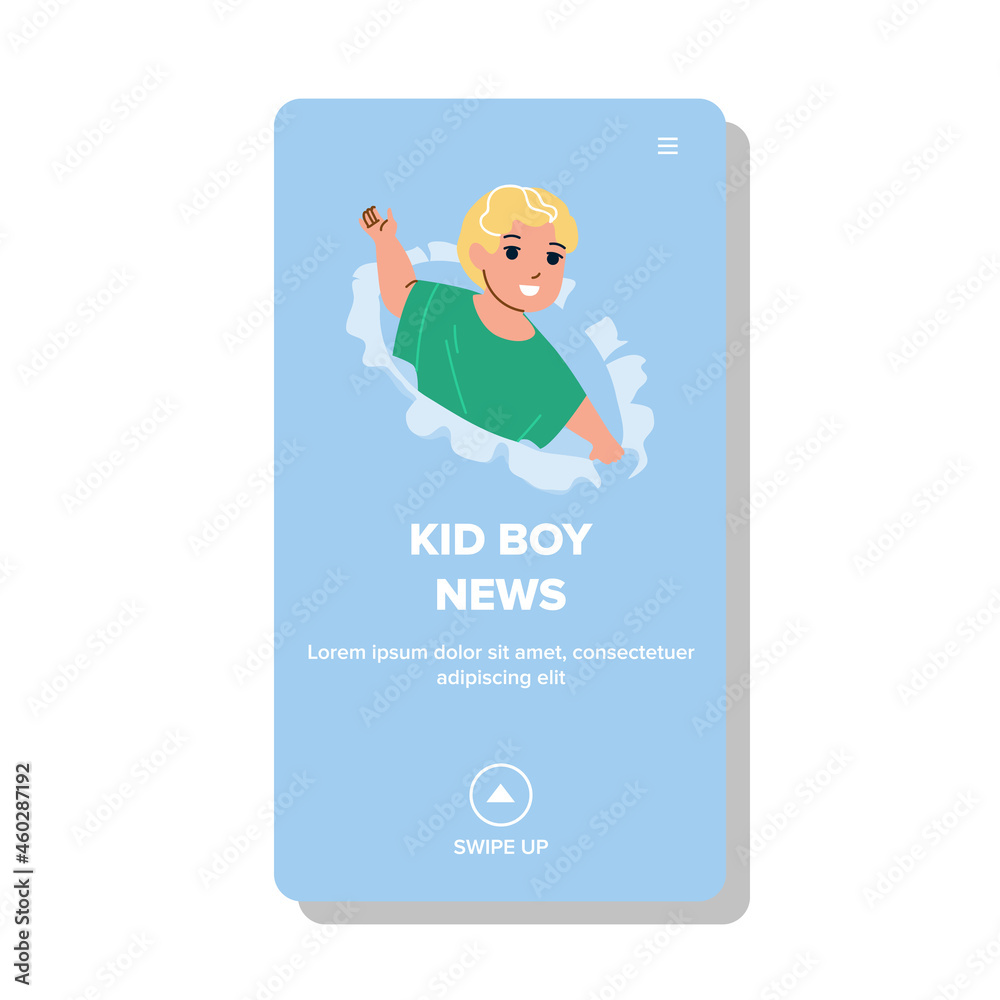 Surprised Child Boy Talking Fresh News Vector. Schoolboy Kid Jumping From Paper Hole Talk School News And Secret For Friend. Character Pupil Offspring Web Flat Cartoon Illustration