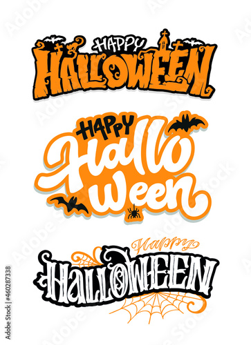 Happy halloween - cute hand drawn doodle lettering label. Halloween party - Trick or Treat. Lettering art for poster, web, banner, t-shirt design.