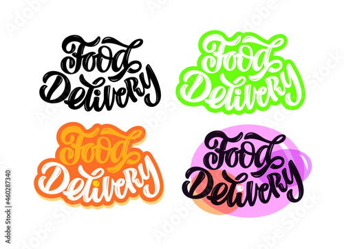 Food Delivery - cute hand drawn doodle lettering label. Lettering delivery - for poster, banner, t-shirt, logo. © jane55